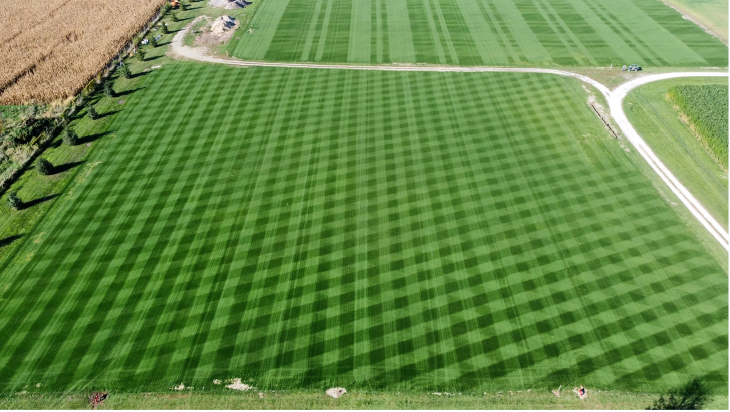 6-acres of a sand-capped corn field turned into a sod field for Iowa State University’s football field at the ISU Horticulture Research Station in October 2021. 