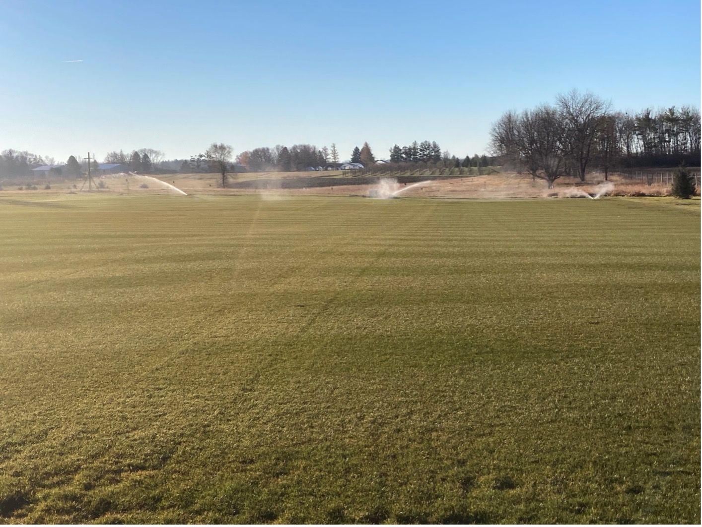 The sod field during irrigation blowout on December 1, 2021. 